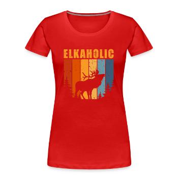 Chasse à l’élan Chasseurs Elkaholic - T-shirt bio Premium Femme - rouge - Devant - Mia (176cm)
