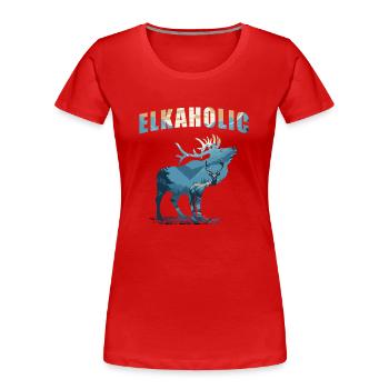 Chasse à l’élan Chasseurs Elkaholic - T-shirt bio Premium Femme - rouge - Devant - Mia (176cm)