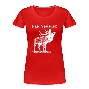 Chasse à l’élan Chasseurs Elkaholic - T-shirt bio Premium Femme - rouge - Devant - Mia (176cm)