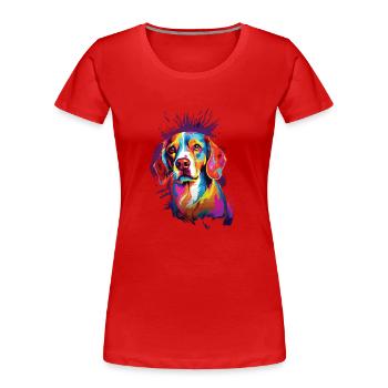 Watercolor Colorful Beagle - Women's Premium Organic T-Shirt - red - Front - Mia (176cm)