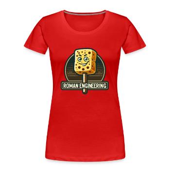 Drôle D’éponge, Histoire Romaine, Salle De Bain - T-shirt bio Premium Femme - rouge - Devant - Mia (176cm)