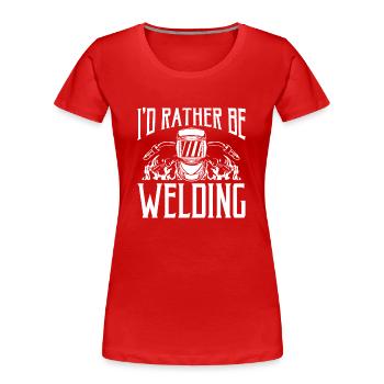 Je préfère souder le casque - T-shirt bio Premium Femme - rouge - Devant - Mia (176cm)