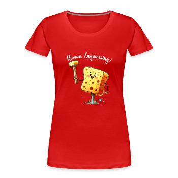Drôle D’éponge, Histoire Romaine, Salle De Bain - T-shirt bio Premium Femme - rouge - Devant - Mia (176cm)