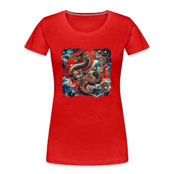 Dragon Chinese Zodiac - Women's Premium Organic T-Shirt - red - Front - Mia (176cm)
