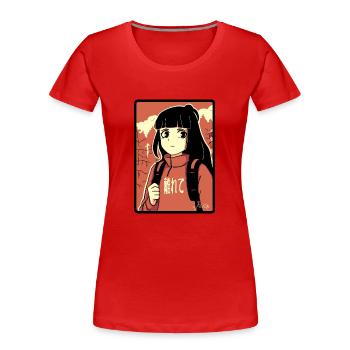 Manga Anime Fille en randonnée - T-shirt bio Premium Femme - rouge - Devant - Mia (176cm)