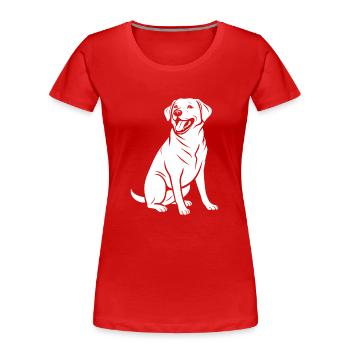 Kleiner Hund Humor Labrador - Frauen Premium Bio T-Shirt - Rot - Vorne - Mia (176cm)