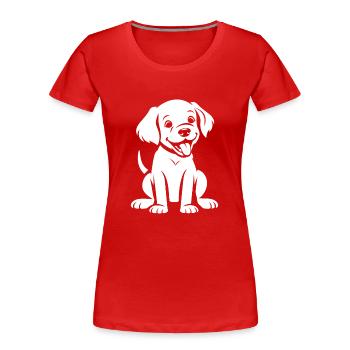 Kleiner Hund Humor Labrador - Frauen Premium Bio T-Shirt - Rot - Vorne - Mia (176cm)