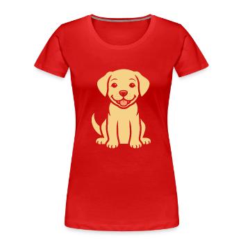 Kleiner Hund Humor Labrador - Frauen Premium Bio T-Shirt - Rot - Vorne - Mia (176cm)