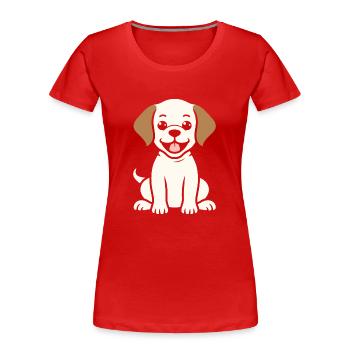 Kleiner Hund Humor Labrador - Frauen Premium Bio T-Shirt - Rot - Vorne - Mia (176cm)