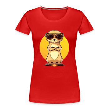 Meerkat with sunglasses Meerkat - Women's Premium Organic T-Shirt - red - Front - Mia (176cm)