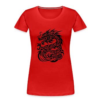 Dragon Tribal Tattoo Kunstvolles Design - Frauen Premium Bio T-Shirt - Rot - Vorne - Mia (176cm)