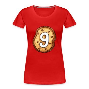 Birthday Cookie for Nine-Year-Old Kids - Women's Premium Organic T-Shirt - red - Front - Mia (176cm)