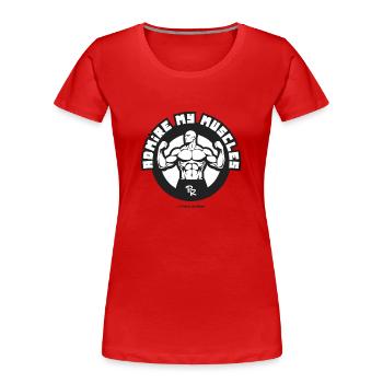 Admirez mes muscles bw, bodybuilder musclé - T-shirt bio Premium Femme - rouge - Devant - Mia (176cm)