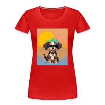 Drôle de chien - T-shirt bio Premium Femme - rouge - Devant - Mia (176cm)