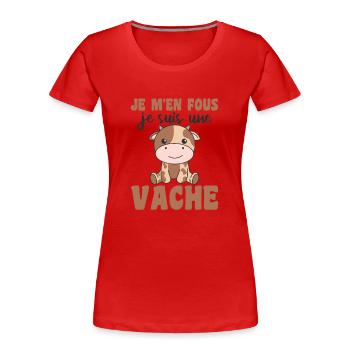 Je m'en fous je suis une vache - süße Kuh - Frauen Premium Bio T-Shirt - Rot - Vorne - Mia (176cm)