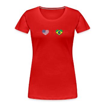 USA Brasilien Herzschlag Amerikanisch Brasilianisches Herz - Frauen Premium Bio T-Shirt - Rot - Vorne - Mia (176cm)
