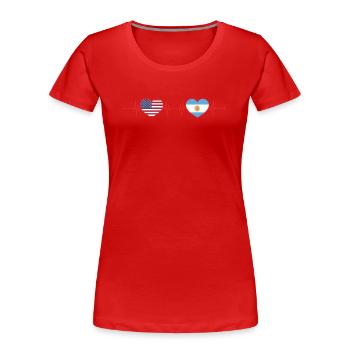 USA Argentinien Herzschlag Amerikanisch Argentinisch - Frauen Premium Bio T-Shirt - Rot - Vorne - Mia (176cm)
