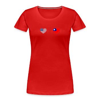 USA Taiwan Herzschlag Amerikanisch Taiwanesisch - Frauen Premium Bio T-Shirt - Rot - Vorne - Mia (176cm)