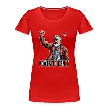 Le poing en l’air, la protestation des baby-boomers : le pouvoir pour la génération Z - T-shirt bio Premium Femme - rouge - Devant - Mia (176cm)