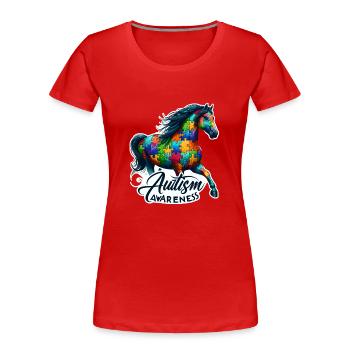 Autism Awareness puzzles piece - Frauen Premium Bio T-Shirt - Rot - Vorne - Mia (176cm)