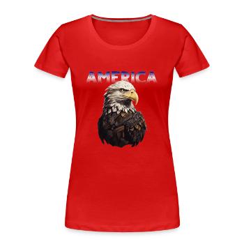 Amerikanischer Weißkopfseeadler - Frauen Premium Bio T-Shirt - Rot - Vorne - Mia (176cm)
