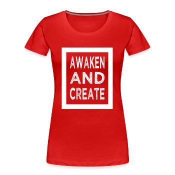 innovation cutting-edge invention insight - Frauen Premium Bio T-Shirt - Rot - Vorne - Mia (176cm)