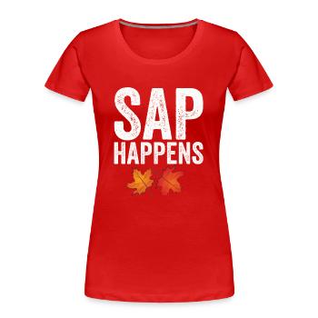 Ahornsirup Baum Klopfen Lustiger Herbst - Frauen Premium Bio T-Shirt - Rot - Vorne - Mia (176cm)