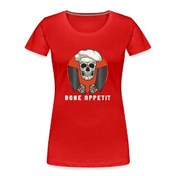 Meat Cutter Butcher Horror Skeleton Gore - Women's Premium Organic T-Shirt - red - Front - Mia (176cm)