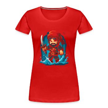Kleiner niedlicher Pixel-Pirat - Frauen Premium Bio T-Shirt - Rot - Vorne - Mia (176cm)