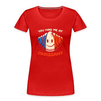 Lustiges Croissant Design - Gewinne mit Humor - Frauen Premium Bio T-Shirt - Rot - Vorne - Mia (176cm)