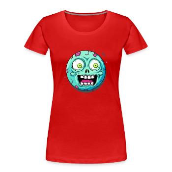 Augen weit offen: Schock, ein Zombie - Frauen Premium Bio T-Shirt - Rot - Vorne - Mia (176cm)