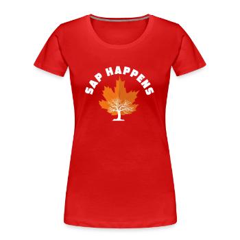 Ahornsirup Baum Klopfen Lustiger Herbst - Frauen Premium Bio T-Shirt - Rot - Vorne - Mia (176cm)