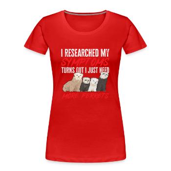 Furet, propriétaire de furet - T-shirt bio Premium Femme - rouge - Devant - Mia (176cm)