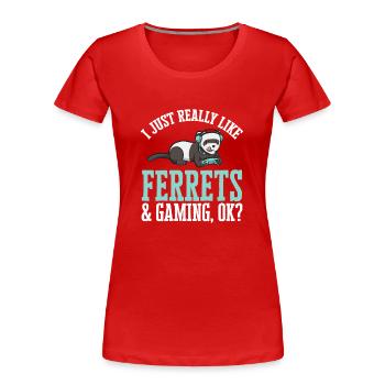 Furet, propriétaire de furet - T-shirt bio Premium Femme - rouge - Devant - Mia (176cm)