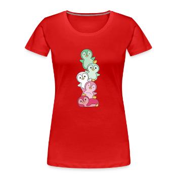 abrosexuell Flag Pride LGBTQ süße Pinguin - Frauen Premium Bio T-Shirt - Rot - Vorne - Mia (176cm)