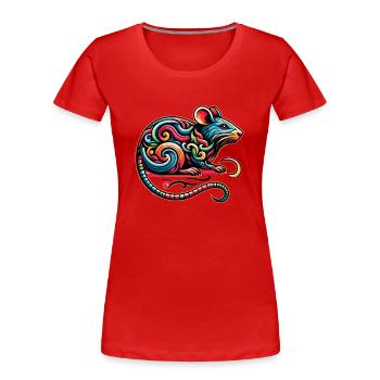 Ratte Tattoo Stamm Chinesisches Tierkreiszeichen - Frauen Premium Bio T-Shirt - Rot - Vorne - Mia (176cm)