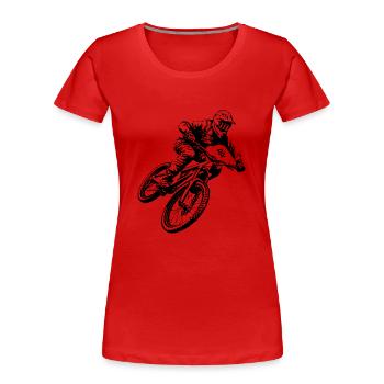 Abfahrt: Mountainbiken bergab - Frauen Premium Bio T-Shirt - Rot - Vorne - Mia (176cm)