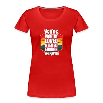Depression und bipolares Bewusstsein: - Frauen Premium Bio T-Shirt - Rot - Vorne - Mia (176cm)