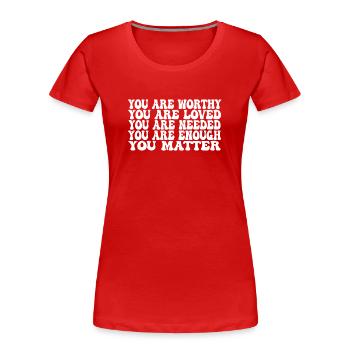 Depression und bipolares Bewusstsein: - Frauen Premium Bio T-Shirt - Rot - Vorne - Mia (176cm)