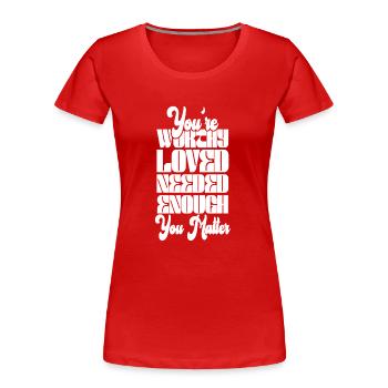 Depression und bipolares Bewusstsein: - Frauen Premium Bio T-Shirt - Rot - Vorne - Mia (176cm)