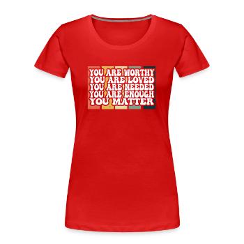 Depression und bipolares Bewusstsein: - Frauen Premium Bio T-Shirt - Rot - Vorne - Mia (176cm)