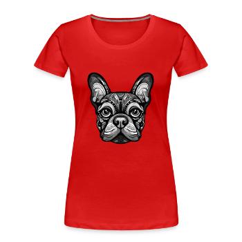 Französische Bulldogge Hund Kopf - Frauen Premium Bio T-Shirt - Rot - Vorne - Mia (176cm)