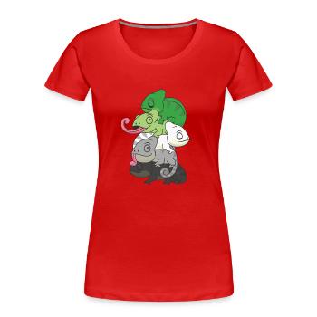 Drapeau aromantique fierté LGBTQ mignon caméléon bouquet - T-shirt bio Premium Femme - rouge - Devant - Mia (176cm)