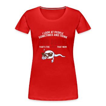 Menschen: Das Sperma, das den Humor für Erwachsene gewonnen hat Sarkastisch - Frauen Premium Bio T-Shirt - Rot - Vorne - Mia (176cm)