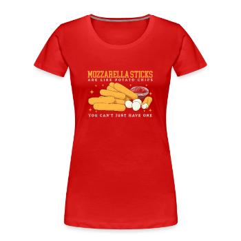 Mozzarella Sticks | Mozzarella-Sticks Geschenk - Frauen Premium Bio T-Shirt - Rot - Vorne - Mia (176cm)