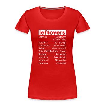 No Waste - Food Leftovers Nutritional Values Check! - Women's Premium Organic T-Shirt - red - Front - Mia (176cm)