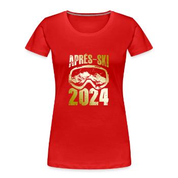 Apres Ski 2024 Ski Brille - Frauen Premium Bio T-Shirt - Rot - Vorne - Mia (176cm)