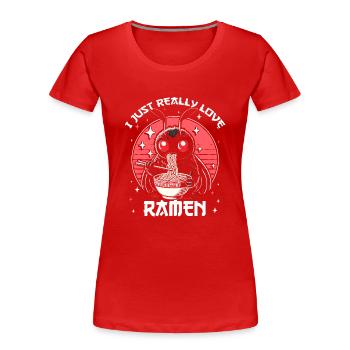 J’aime vraiment les ramen - T-shirt bio Premium Femme - rouge - Devant - Mia (176cm)