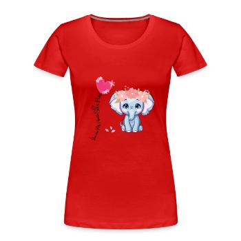 Du bist der Rettungspunkt meines Herzens - Elefantenliebe - Frauen Premium Bio T-Shirt - Rot - Vorne - Mia (176cm)