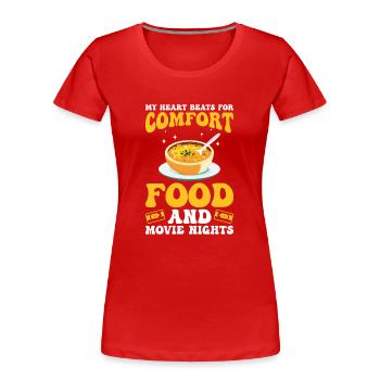 Movie Nights Comfort Food Snacks for Movie Fan and - Women's Premium Organic T-Shirt - red - Front - Mia (176cm)